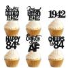 18pcs Black Glitter Dessert Cupcake Pick for Straight Outta 1942 Legend Since 1942 Theme Decor Supplies Men Happy 84th Birthday Party Decoration view 1