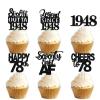 18pcs Black Glitter Dessert Cupcake Pick for Straight Outta 1948 Legend Since 1948 Theme Decor Supplies Men Happy 78th Birthday Party Decoration view 1