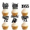 18pcs Black Glitter Dessert Cupcake Pick for Straight Outta 1955 Legend Since 1955 Theme Decor Supplies Men Happy 71st Birthday Party Decoration view 1