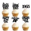 18pcs Black Glitter Dessert Cupcake Pick for Straight Outta 1965 Legend Since 1965 Theme Decor Supplies Men Happy 61st Birthday Party Decoration view 1