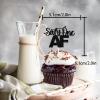 18pcs Black Glitter Dessert Cupcake Pick for Straight Outta 1965 Legend Since 1965 Theme Decor Supplies Men Happy 61st Birthday Party Decoration view 2