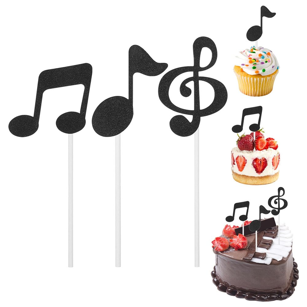 18 Pack Music Symbol Theme Party Cupcake Toppers, Musical Symbol Cupcake Picks Concert Theme Birthday Party Cake Decoration