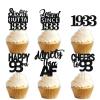 18pcs Black Glitter Dessert Cupcake Pick for Straight Outta 1933 Legend Since 1933 Theme Decor Supplies Men Happy 93rd Birthday Party Decoration view 1