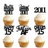 18pcs Black Glitter Dessert Cupcake Pick for Straight Outta 2011 Legend Since 2011 Theme Decor Supplies Boys Happy 15th Birthday Party Decoration view 1
