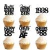 18pcs Black Glitter Dessert Cupcake Pick for Straight Outta 1938 Legend Since 1938 Theme Decor Supplies Men Happy 88th Birthday Party Decoration view 1