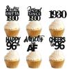 18pcs Black Glitter Dessert Cupcake Pick for Straight Outta 1930 Legend Since 1930 Theme Decor Supplies Men Happy 96th Birthday Party Decoration view 1