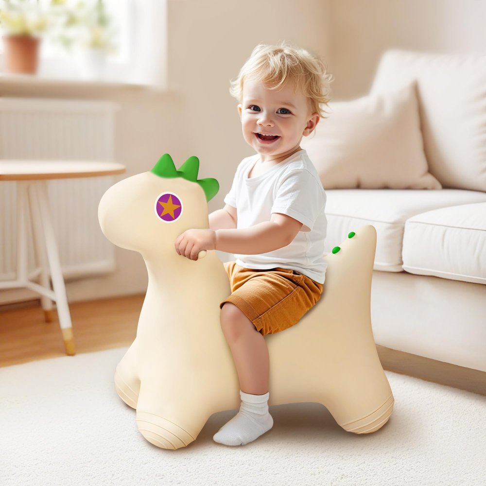 Bouncy Pals Dinosaur Hopping Horse, Toddler Boys Inflatable Bouncing Animal, Dinos Hopper Toy, Baby Indoor Ride on Bouncer, Kids Outdoor Jump Toy, First Birthday Gifts for 18 24 Months 2 3 4 Year Old