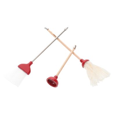 IMIKEYA 1set Dollhouse Mini Cleaning Set Realistic Mop Broom and Toilet Plunger for Miniature Bathroom Decor Accessory Kit for Dollhouse Maintenance and Play