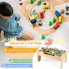GLACER 78 Pieces Train Table, Wooden Activity Table with Reversible Top, Magnetic Fishing Rod, Storage, Tracks, Buildings, Multipurpose Painted Train Table Set for Toddlers 18M+, Gift for Boys Girls view 2