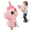 FUNLIO Unicorn Stick Horse for Kids 3+, Rainbow Fairy Hobby Horse with Soft Plush & Wood Wheels, Neighing and Galloping Sound for Pretend Play & Creativity, Stick Horses Gift, CPC&CE Certified - Pink view 1