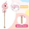 FUNLIO Unicorn Stick Horse for Kids 3+, Rainbow Fairy Hobby Horse with Soft Plush & Wood Wheels, Neighing and Galloping Sound for Pretend Play & Creativity, Stick Horses Gift, CPC&CE Certified - Pink view 3