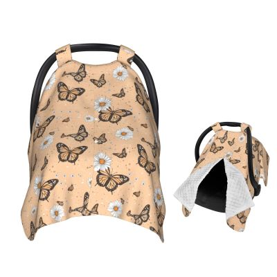 Muishi Vintage Butterflies and Daisies Baby Car Seat Canopy Nursing Cover for Newborn Car Seat Breastfeeding Covers Blanket Newborn Shower Gift