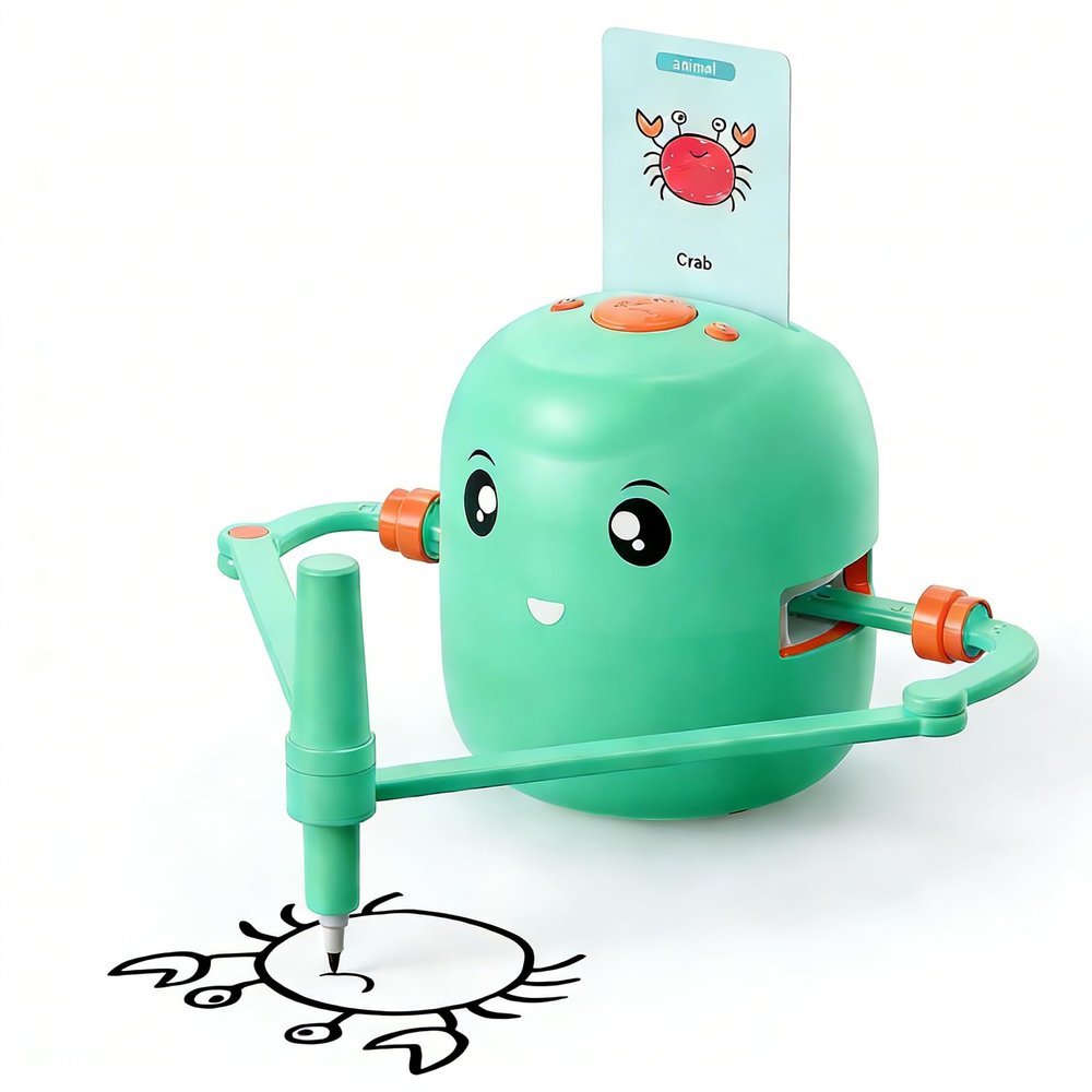 Pomya Smart Drawing Robot for Kids, Interactive Educational with 100 Cards & 2 Pens, Painting Learning Toy, Birthday Gifts for Girls and Boys Ages 5+ (Light Green)