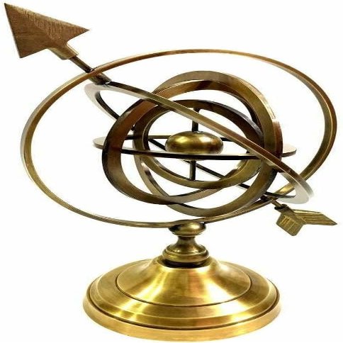 Brass Armillary Sphere With Arrow Nautical Maritime Astrolabe Globe Decor 18 Inch