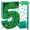 16 Inch Turtle Number 5 Pinata, Turtle Birthday Decorations, Turtle Theme Pinata with 16 Inch Stick Blindfold Confetti for Boy Girl Kids 5th Birthday Party Supplies(5th) view 1