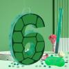 16 Inch Turtle Number 6 Pinata, Turtle Birthday Decorations, Turtle Theme Pinata with 16 Inch Stick Blindfold Confetti for Boy Girl Kids 6th Birthday Party Supplies(6th) view 4