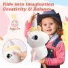 FUNLIO Unicorn Stick Horse for Kids 3+, Rainbow Fairy Hobby Horse with Soft Plush & Wood Wheels, Neighing and Galloping Sound for Pretend Play & Creativity, Horse Toys Gift, CPC & CE Certified - White view 2