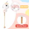 FUNLIO Unicorn Stick Horse for Kids 3+, Rainbow Fairy Hobby Horse with Soft Plush & Wood Wheels, Neighing and Galloping Sound for Pretend Play & Creativity, Horse Toys Gift, CPC & CE Certified - White view 3