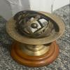 Antique Vintage Brass Armillary Globe Astrolabe Tabletop Sphere With Wooden Base 5 Inch view 2