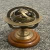 Antique Vintage Brass Armillary Globe Astrolabe Tabletop Sphere With Wooden Base 5 Inch view 4