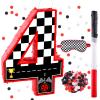 16 Inch Number 4 Race Car Pinata with 16 Inch Piata Stick Blindfold Confetti for Boy Girl Kids 4th Birthday Party Decorations(4th) view 1