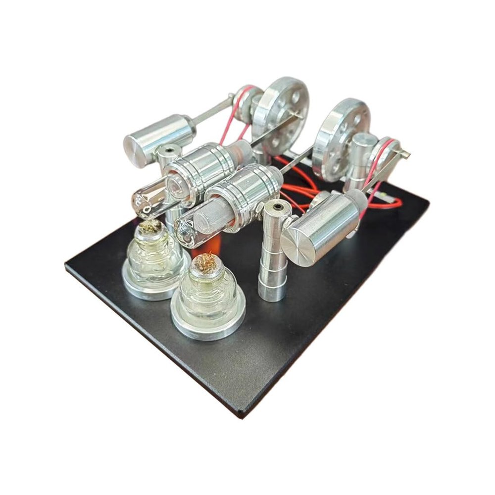 PIONEERX STL-SGM Inline Four-Cylinder Hot Air Stirling Engine External Combustion Engine Power Generator Model