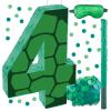 16 Inch Turtle Number 4 Pinata, Turtle Birthday Decorations, Turtle Theme Pinata with 16 Inch Stick Blindfold Confetti for Boy Girl Kids 4th Birthday Party Supplies(4th) view 1