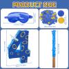 16 Inch Number 4 Double Sided Printing Blue Gold Ring Pinata with 16 Inch Piata Stick Blindfold Confetti for Boy Girl Kids 4th Birthday Party Decorations (4th) view 2