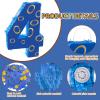 16 Inch Number 4 Double Sided Printing Blue Gold Ring Pinata with 16 Inch Piata Stick Blindfold Confetti for Boy Girl Kids 4th Birthday Party Decorations (4th) view 3