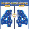 16 Inch Number 4 Double Sided Printing Blue Gold Ring Pinata with 16 Inch Piata Stick Blindfold Confetti for Boy Girl Kids 4th Birthday Party Decorations (4th) view 4