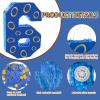 16 Inch Number 6 Double Sided Printing Blue Gold Ring Pinata with 16 Inch Piata Stick Blindfold Confetti for Boy Girl Kids 6th Birthday Party Decorations (6th) view 3