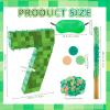 16 Inch Pixel Number 7 Pinata, Birthday Pinata with 16 Inch Piata Stick Blindfold Confetti for Kids 7th Birthday Party Decorations(7th) view 2