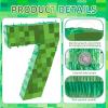 16 Inch Pixel Number 7 Pinata, Birthday Pinata with 16 Inch Piata Stick Blindfold Confetti for Kids 7th Birthday Party Decorations(7th) view 3