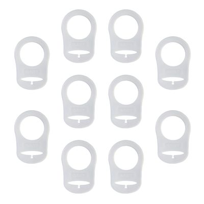 10 Pack Clean Pacifier Clip Silicone Adapter Holder Rings for Pacifier (Food Grade, Clear)