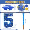 16 Inch Number 5 Double Sided Printing Blue Gold Ring Pinata with 16 Inch Piata Stick Blindfold Confetti for Boy Girl Kids 5th Birthday Party Decorations (5th) view 2