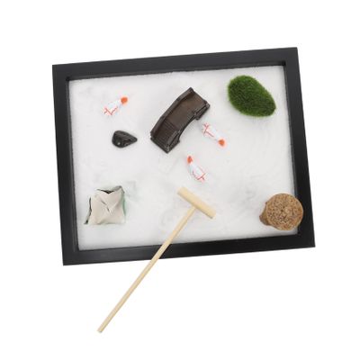 Abaodam Desktop Zen Style Sand Box Ornament Meditation Decor for Home Office Micro Landscape Resin Craft with Detailed Design