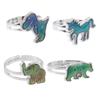 Abaodam 4pcs Cartoon Animal Mood Changing Thermochromic Finger for Boys and Girls Fun Accessories for Parties and Costumes Adorable Dino Elephant view 1