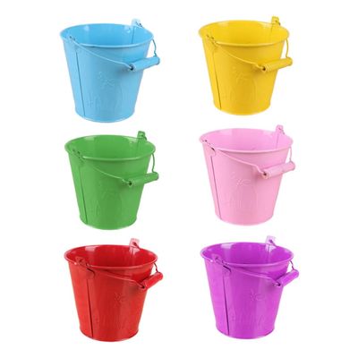 Abaodam 6pcs Mini Sand Buckets for Boys and Girls Tinplate Beach Toys Boy Girl Bucket Design Beach Accessories Random Color