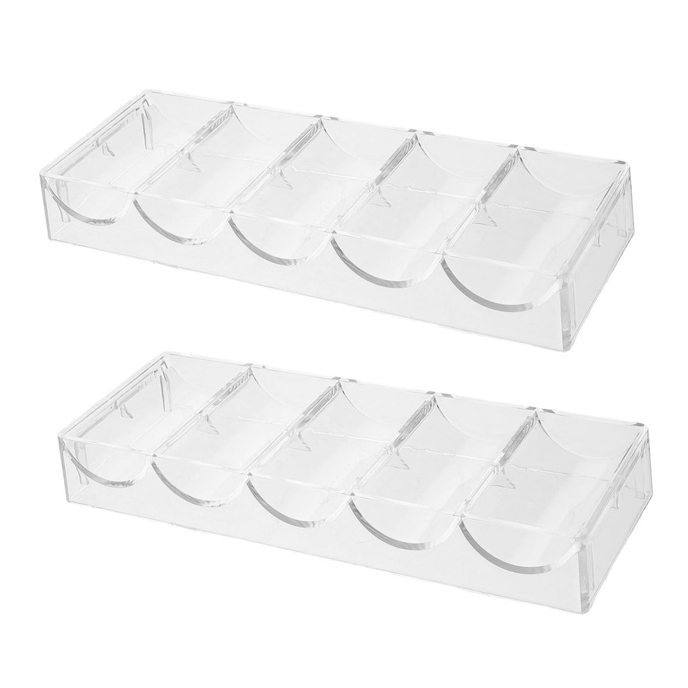 KOMBIUDA 2-piece Acrylic Poker Chip Tray Set 100 Chip Capacity Storage Case Organizer for Gaming Events
