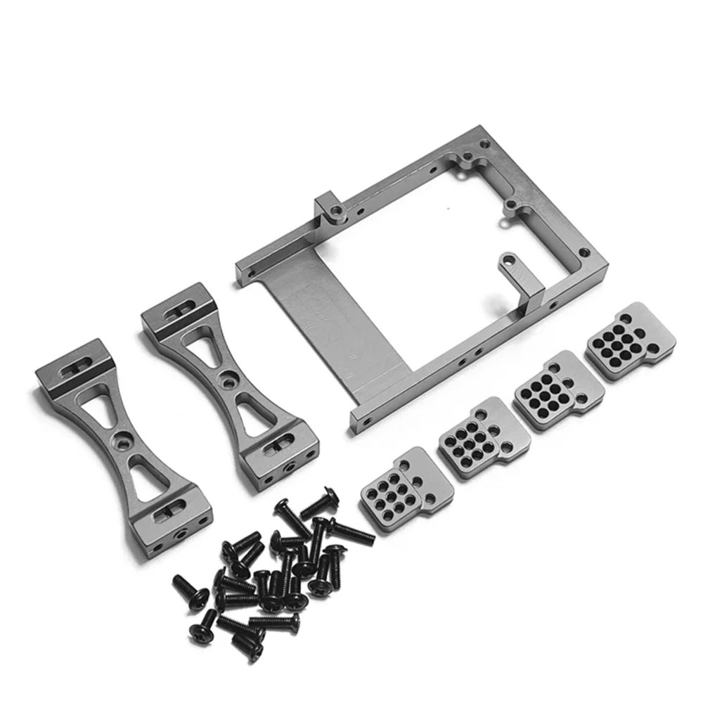 AQWBTYD RC Car Upgrade Parts for WPL 1/16 C14 C24 C24-1 B14 B24 RC Metal Servo Mount Bracket Beam Crossbeam Shock Mount Modification Accessories(Gray)