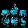 AUSTOR 7-Die DND Dice Set Handmade Sharp Edge Polyhedral Dice for Dungeons and Dragons D&D RPG MTG Table GamesBlack&Blue,Silver view 2