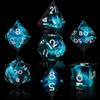 AUSTOR 7-Die DND Dice Set Handmade Sharp Edge Polyhedral Dice for Dungeons and Dragons D&D RPG MTG Table GamesBlack&Blue,Silver view 3