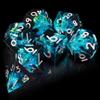 AUSTOR 7-Die DND Dice Set Handmade Sharp Edge Polyhedral Dice for Dungeons and Dragons D&D RPG MTG Table GamesBlack&Blue,Silver view 4
