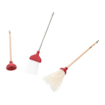 QUMIIRITY 1set Mini Mop and Broom Dollhouse Realistic Cleaning Accessories for Bathroom and Home Decoration Includes Mini Plunger for Dollhouse Accessories and Scenes