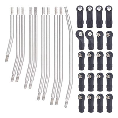 BOQEXSS for Axial for SCX10 II 90046 1/10 10Pcs Stainless Steel Links Rod Set with Ball End 313/324mm Wheelbase RC Crawler Car Upgrade Parts RC Car Parts(313mm)