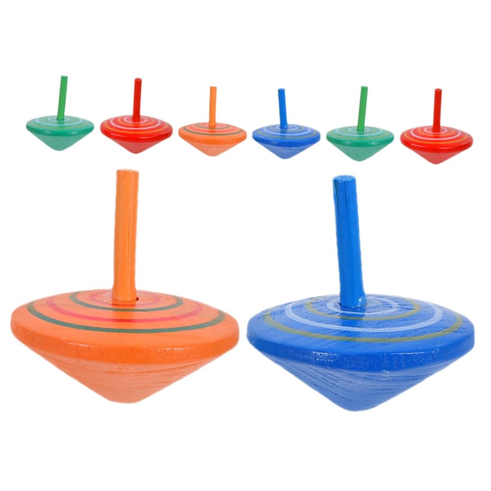 CORHAD 8Pcs Wooden Spinning Tops for Traditional Gyro for Indoor Outdoor Play Engaging Spinning Experience Party Favors