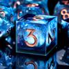 AUSTOR Liquid Core DND Dice Set, 7-Die Sharp Edge Polyhedral Dice Quicksand Handmade Resin Dices for Dungeons and Dragons D&D RPG MTG Table Games, Blue & Black, Gold view 1