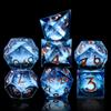 AUSTOR Liquid Core DND Dice Set, 7-Die Sharp Edge Polyhedral Dice Quicksand Handmade Resin Dices for Dungeons and Dragons D&D RPG MTG Table Games, Blue & Black, Gold view 2