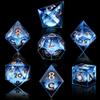AUSTOR Liquid Core DND Dice Set, 7-Die Sharp Edge Polyhedral Dice Quicksand Handmade Resin Dices for Dungeons and Dragons D&D RPG MTG Table Games, Blue & Black, Gold view 3