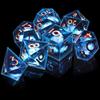 AUSTOR Liquid Core DND Dice Set, 7-Die Sharp Edge Polyhedral Dice Quicksand Handmade Resin Dices for Dungeons and Dragons D&D RPG MTG Table Games, Blue & Black, Gold view 4